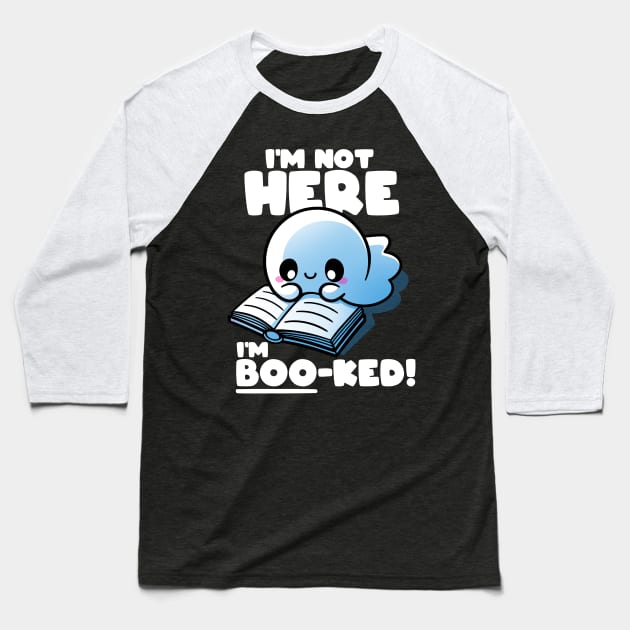 Boo-ked ghost Baseball T-Shirt by NemiMakeit